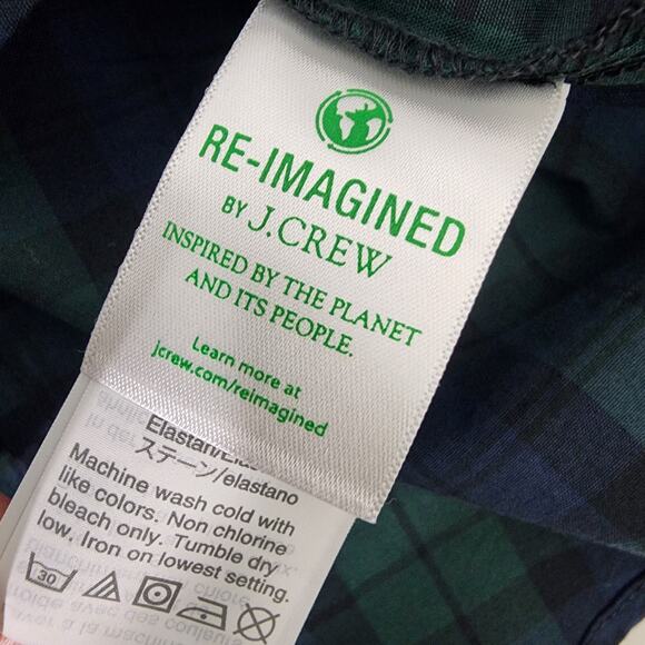 J. Crew Shirt 2X Black Watch Plaid Button Up Stretch Cotton Poplin Signature Fit - Picture 9 of 11